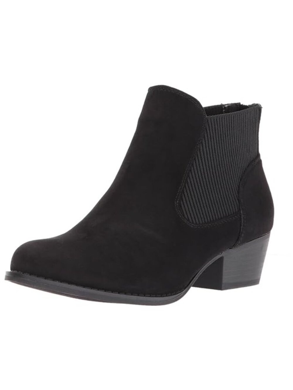 Unionbay Teagan Size 6 Ankle Booties Faux Suede Black Back Zipper Stacked Heel
